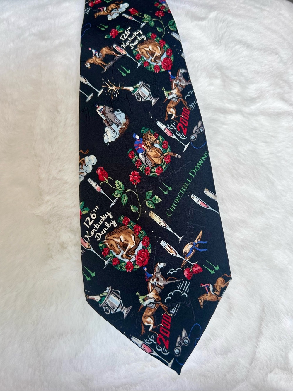 Vintage 2000 Nicole Miller 126th Kentucky Derby Silk Tie Churchill Downs Theme